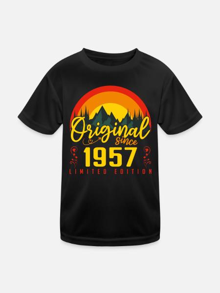 1957 Birthday Gift 1957 Anniversary - Kids Functional T-Shirt - black - Front
