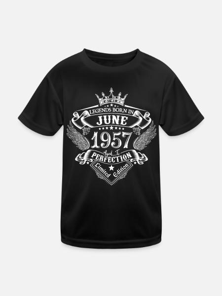 Juni 1957 Geburtstag Juni 1957 Juni Geschenk - Kinder Funktions-T-Shirt - Schwarz - Vorne