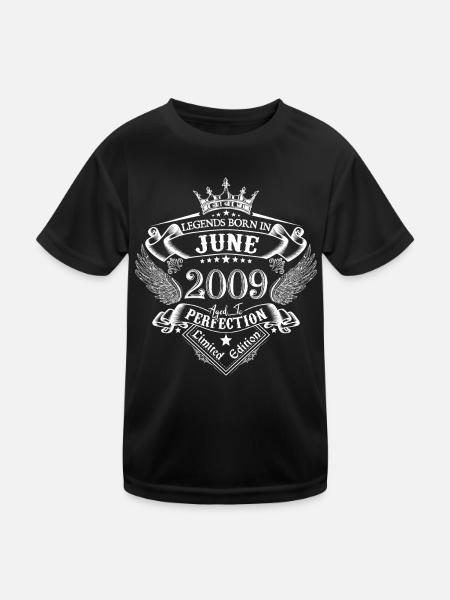 Juni 2009 Geburtstag Juni 2009 Juni Geschenk - Kinder Funktions-T-Shirt - Schwarz - Vorne