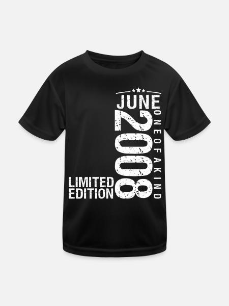 Juni 2008 Juni Jubiläum Juni 2008 - Kinder Funktions-T-Shirt - Schwarz - Vorne