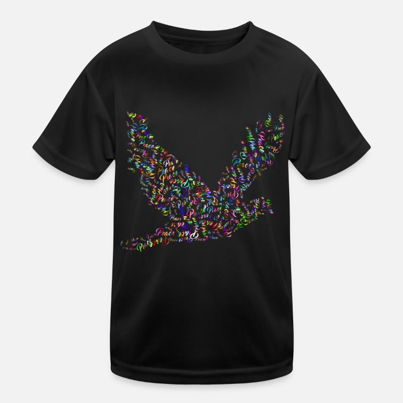 Taube Peace - Kinder Funktions-T-Shirt - Schwarz