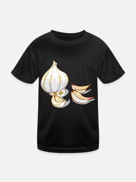 Knoblauch - Kinder Funktions-T-Shirt - Schwarz - Vorne