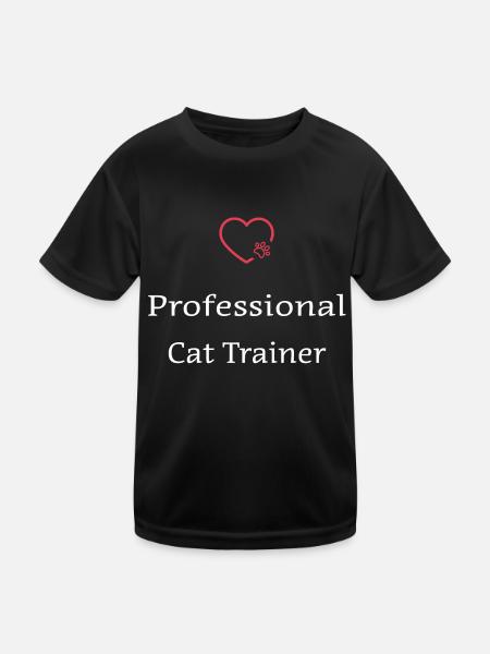 Professional Cat Trainer - Kinder Funktions-T-Shirt - Schwarz - Vorne