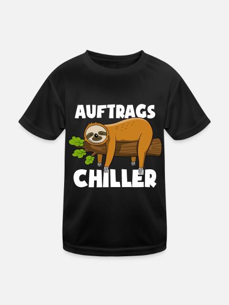 Faultier - Auftrags Chiller - Faulenzen Geschenk - Kinder Funktions-T-Shirt - Schwarz - Vorne