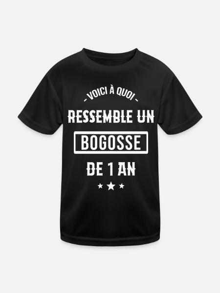 voilà à quoi ressemble un bogosse de 1 an cadeau - T-shirt sport Enfant - noir - Devant