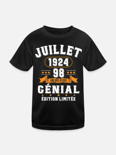 98 Ans Anniversaire Vintage Né(e) en Juillet 1924 - T-shirt sport Enfant - noir - Devant
