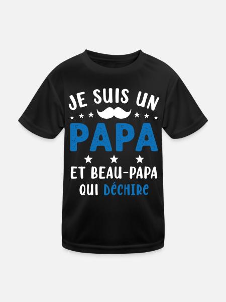 je suis un Papa et un Beau-Papa qui déchire - T-shirt sport Enfant - noir - Devant