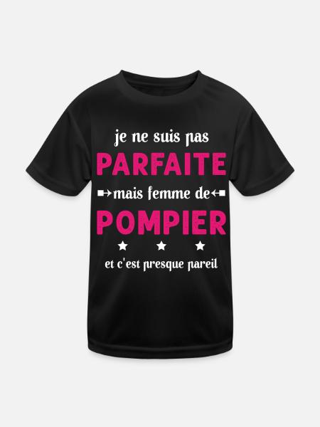pas parfaite mais femme de pompier - T-shirt sport Enfant - noir - Devant