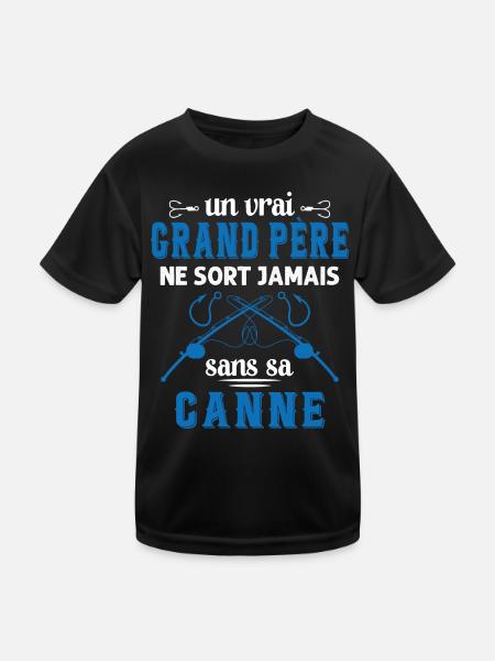 Un vrai Grand Père Pêcheur - T-shirt sport Enfant - noir - Devant