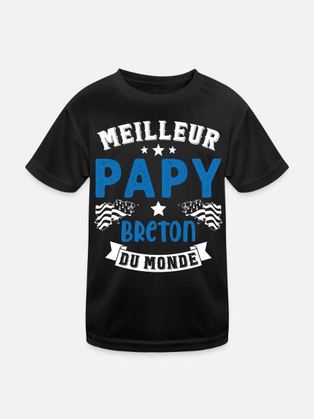 Meilleur Papy Breton du Monde - T-shirt sport Enfant - noir - Devant