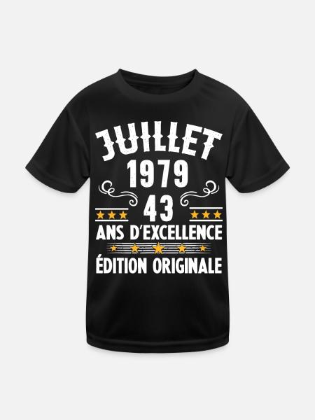 43 Ans Anniversaire Vintage Né(e) en Juillet 1979 - T-shirt sport Enfant - noir - Devant