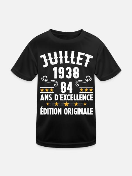 84 Ans Anniversaire Vintage Né(e) en Juillet 1938 - T-shirt sport Enfant - noir - Devant