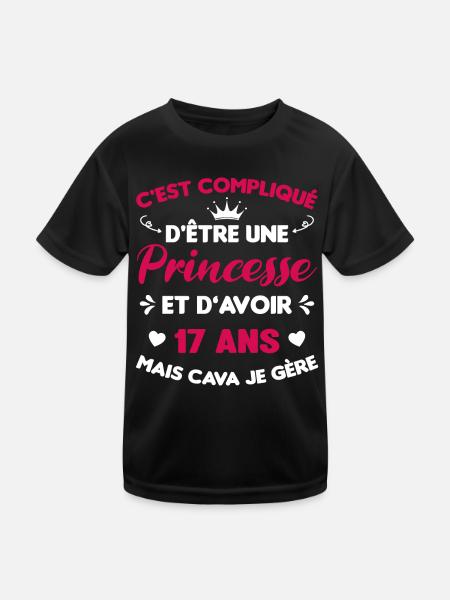 Princesse 17 Ans Anniversaire Idée Cadeau Année - T-shirt sport Enfant - noir - Devant