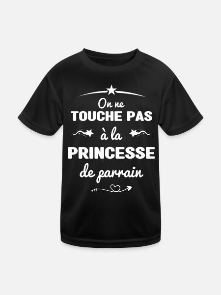 On ne touche pas à la princesse de parrain - T-shirt sport Enfant - noir - Devant