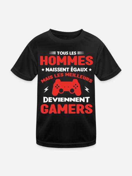 Tous Les Hommes Naissent Égaux - Meilleurs Gamers - T-shirt sport Enfant - noir - Devant