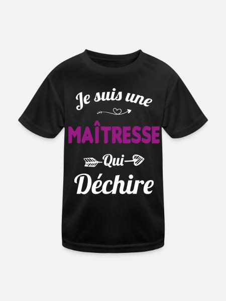 je suis une maîtresse qui déchire cadeau maîtresse - T-shirt sport Enfant - noir - Devant