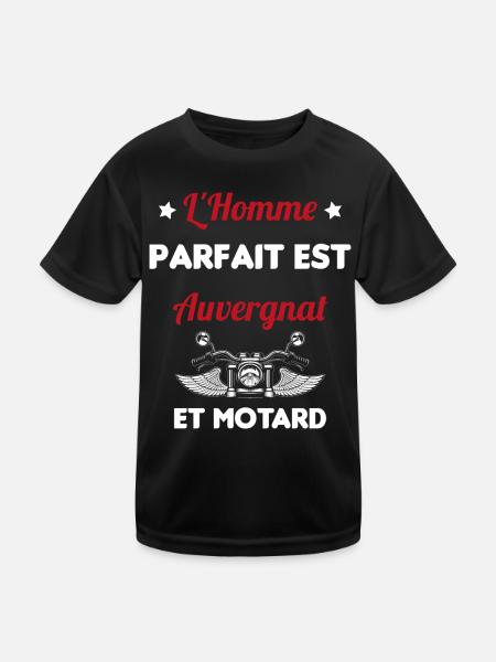 L'Homme Parfait Est Auvergnat Motard - T-shirt sport Enfant - noir - Devant