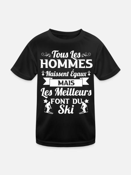 Ski - Hommes naissent égaux meilleurs font du ski - T-shirt sport Enfant - noir - Devant