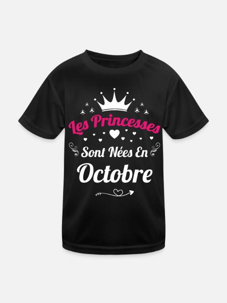 Les Princesses Sont Nées En Octobre Anniversaire - T-shirt sport Enfant - noir - Devant