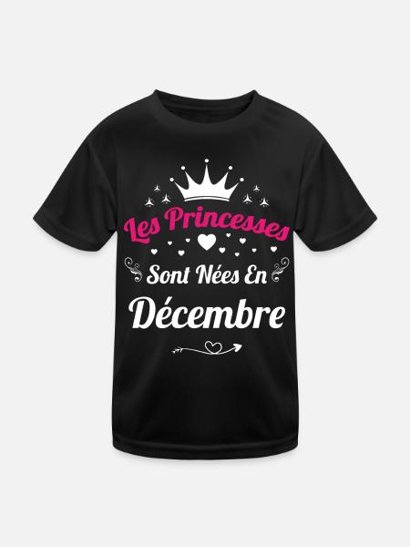 Les Princesses Sont Nées En Décembre Anniversaire - T-shirt sport Enfant - noir - Devant