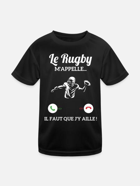 Le Rugby M'appelle Il Faut Que J'y Aille - T-shirt sport Enfant - noir - Devant
