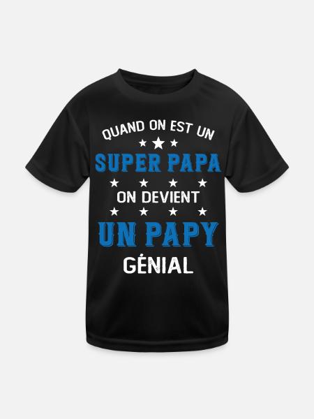 Un Super Papa On Devient Un Papy Génial - T-shirt sport Enfant - noir - Devant