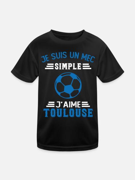 Je Suis Un Mec Simple J'aime Toulouse Supporter - T-shirt sport Enfant - noir - Devant