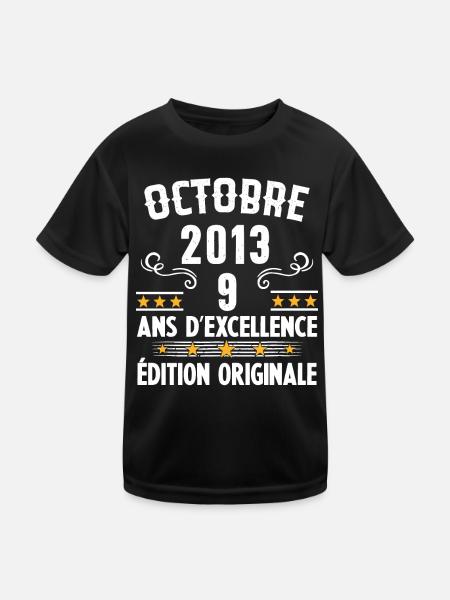 9 Ans Anniversaire Vintage Né(e) en Octobre 2013 - T-shirt sport Enfant - noir - Devant