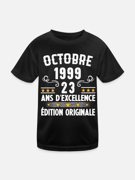 23 Ans Anniversaire Vintage Né(e) en Octobre 1999 - T-shirt sport Enfant - noir - Devant