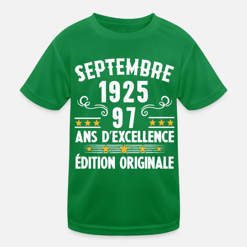 97 Ans Anniversaire Vintage Né(e) Septembre 1925 T-shirt sport Enfant