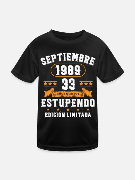 33 Ans Anniversaire Vintage Né(e) Septembre 1989 - T-shirt sport Enfant - noir - Devant