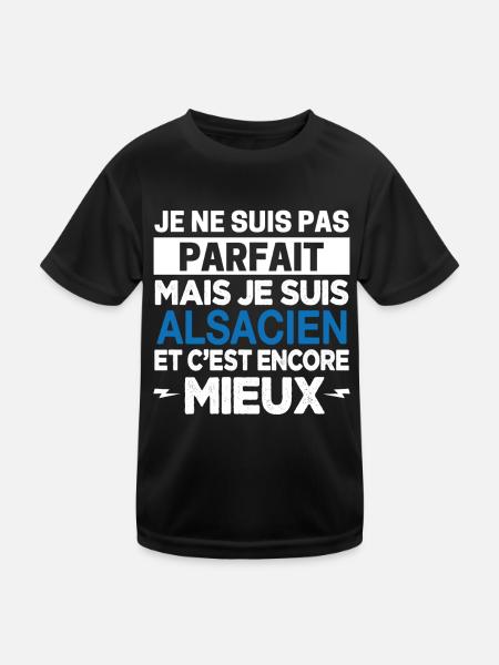 Je ne suis pas parfait mais Alsacien Alsace Cadeau - T-shirt sport Enfant - noir - Devant