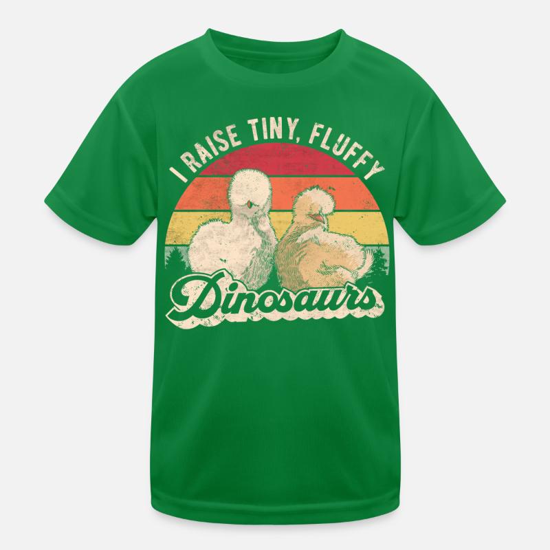 Kleine, Flauschige Dinosaurier Retro Seidenhühner Kinder Funktions-T-Shirt