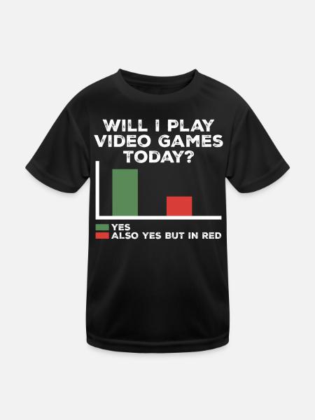 Werde ich heute Videospiele spielen | Videospiele - Kinder Funktions-T-Shirt - Schwarz - Vorne