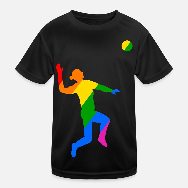 Regenbogen Sprung beim Volleyball Kinder Funktions-T-Shirt