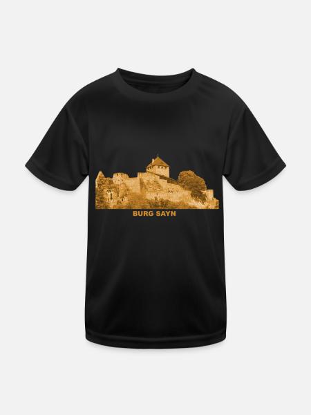 Sayn Burg Ruine Bendorf Rhein Rheinland-Pfalz - Kinder Funktions-T-Shirt - Schwarz - Vorne
