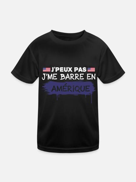 j'peux pas je me barre en Amérique | USA !! - T-shirt sport Enfant - noir - Devant