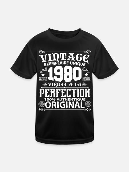 1980 Vintage Anniversaire 1980 exemplaire unique - T-shirt sport Enfant - noir - Devant