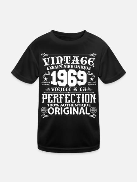 1969 Vintage Anniversaire 1969 exemplaire unique - T-shirt sport Enfant - noir - Devant