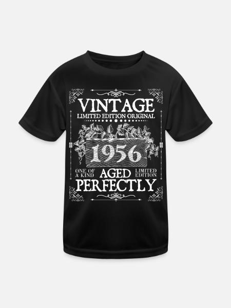 1956| Vintage Perfectly seit 1956 Geburtstag - Kinder Funktions-T-Shirt - Schwarz - Vorne