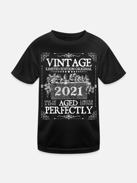 2021 | Vintage Perfectly since 2021 birthday - Kids Functional T-Shirt - black - Front