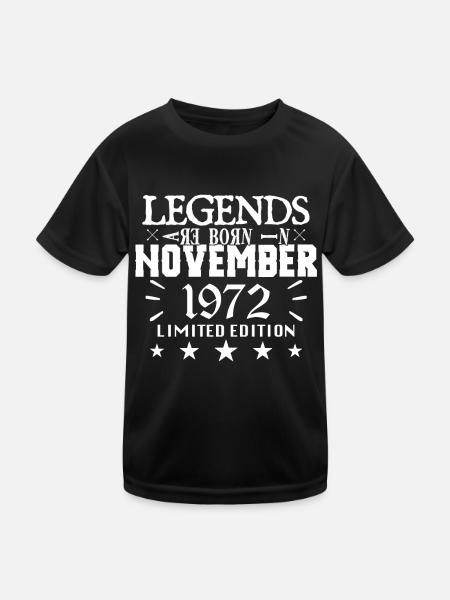 November 1972 | birthday 1972 legends are born - T-shirt sport Enfant - noir - Devant