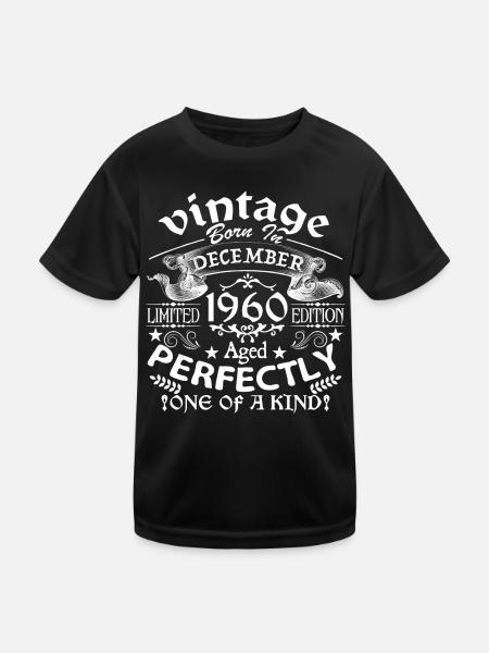 Dezember 1960 | Geburtstag 1960 Jahrgang Dezember - Kinder Funktions-T-Shirt - Schwarz - Vorne