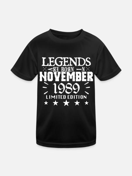 November 1989 | birthday 1989 legends are born - Kids Functional T-Shirt - black - Front