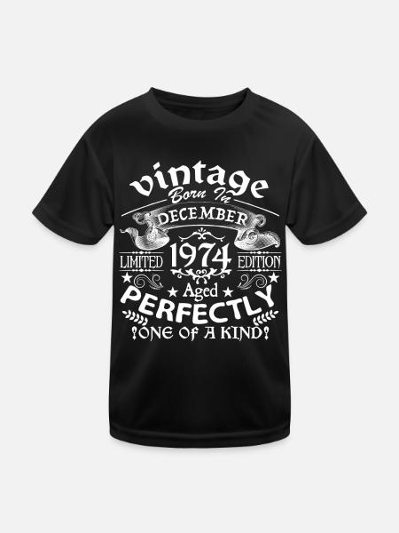 December 1974 | birthday 1974 Vintage December - T-shirt sport Enfant - noir - Devant