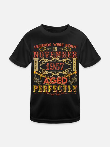 November 1957 - Geburtstag 1957 wurden Legenden geboren. - Kinder Funktions-T-Shirt - Schwarz - Vorne