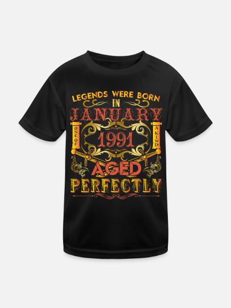 Januar 1991 - Geburtstag 1991 wurden Legenden geboren. - Kinder Funktions-T-Shirt - Schwarz - Vorne