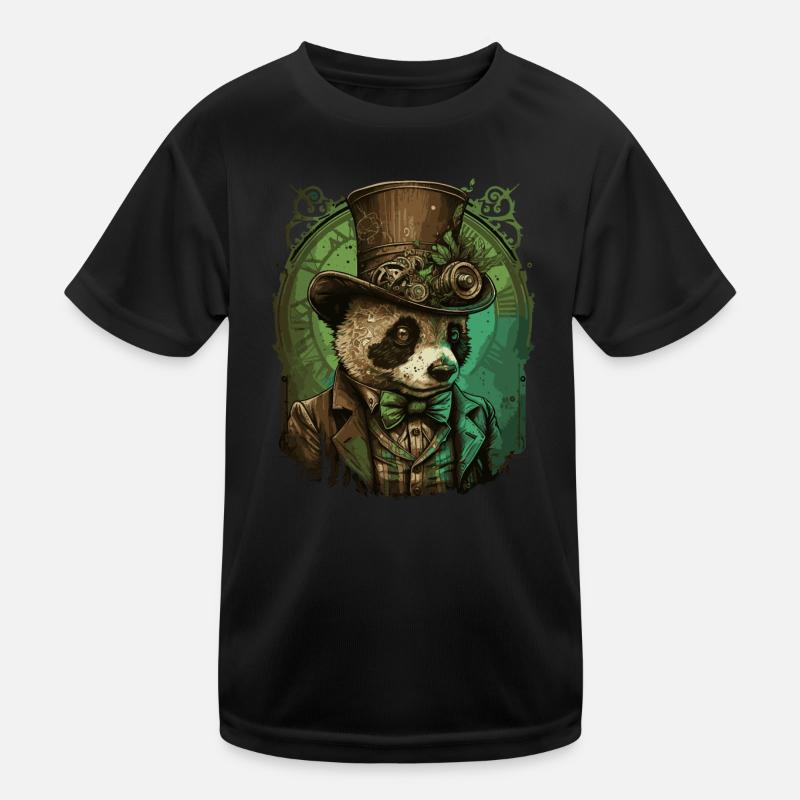 Steampunk Pandabär Kinder Funktions-T-Shirt