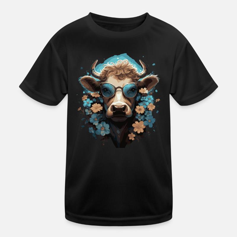 Drôle de vache avec des fleurs T-shirt sport Enfant