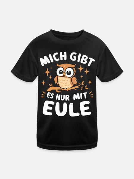 Nachteule Eule Eulen Vogel - Kinder Funktions-T-Shirt - Schwarz - Vorne